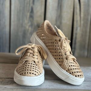Charles David Beige Woven Sneakers